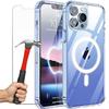 Protective Case - iPhone - 12 Pro - Transparent - Magnetic - Tempered Glass Included