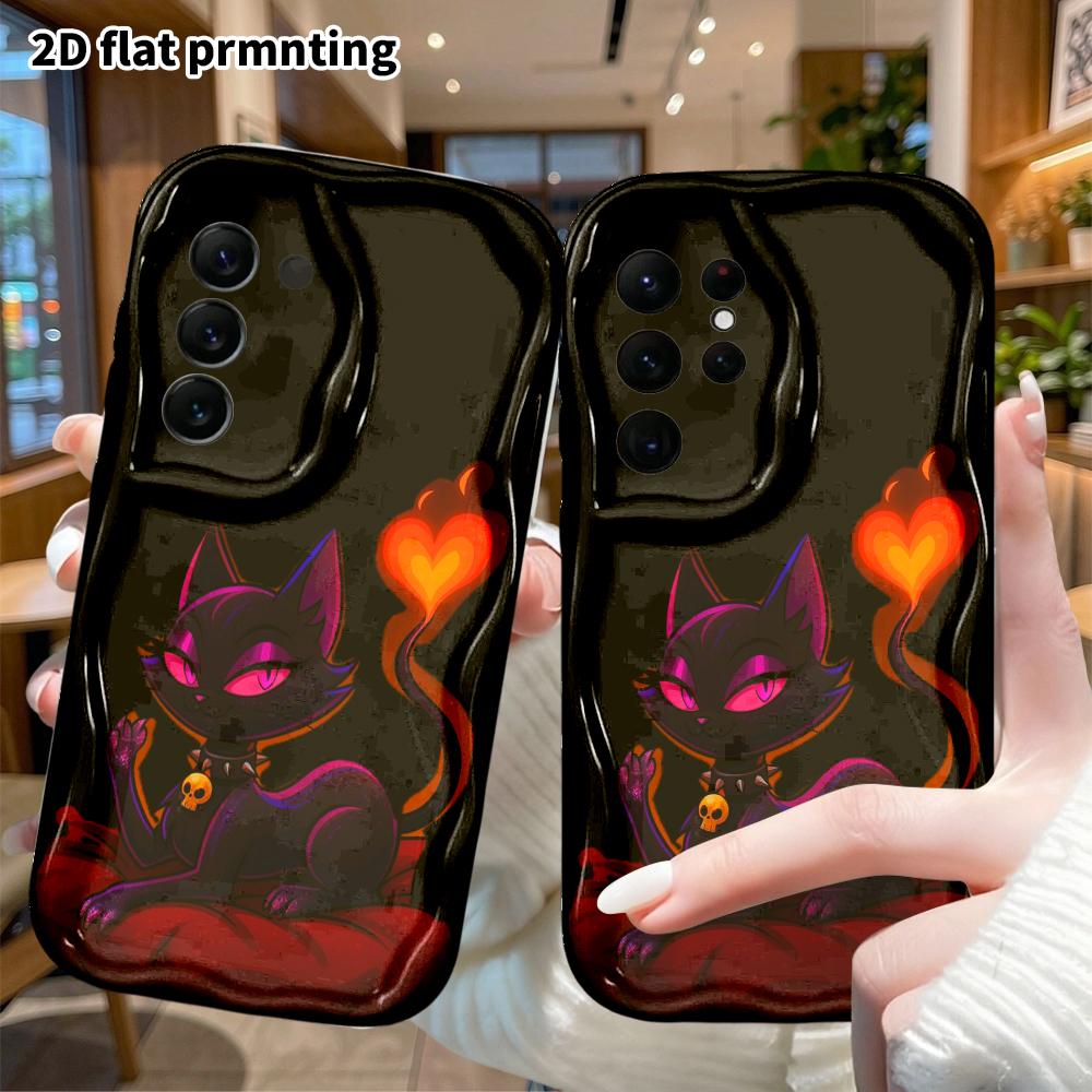 Phone Case: 2D flat, fits Samsung Galaxy A34 A35 M05 M06 S20 S22 S21 FE Plus 5G, cartoon little black cat, perfect Christmas and Halloween holiday gif