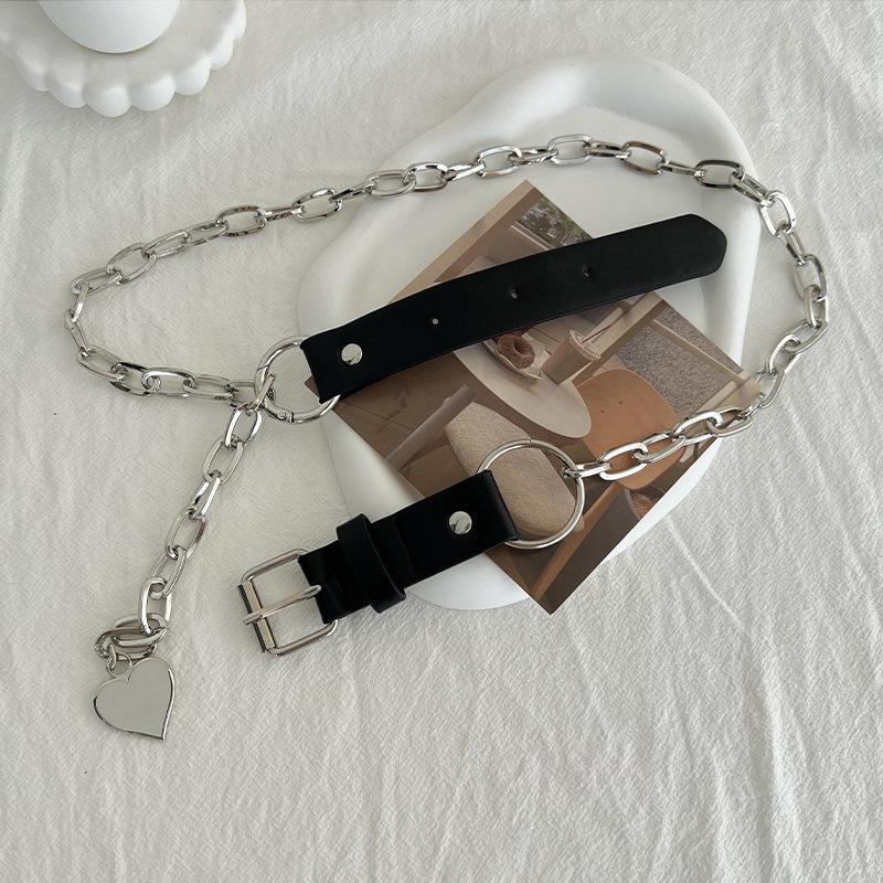 

Eyecatching Style Punk Metal Chain Heart Waist Belt Accessory For Women Young срібний