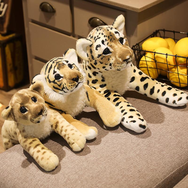 1 PCS 38CM/48CM/58CM Huggable Soft Lifelike Stuffed Animals Leopard Lion Plush Toys Wild Animal Tiger for Children