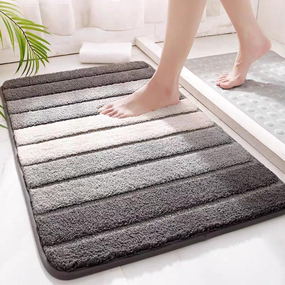 Thickened Stripe Bath Mat Absorbent Floor Mat Bathroom Accessories Entrance Mat  Bath Room