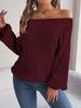 Real Shot 2025 Autumn/Winter Off-Shoulder Lantern Sleeve Sweater - Women's Solid Color Casual Wear