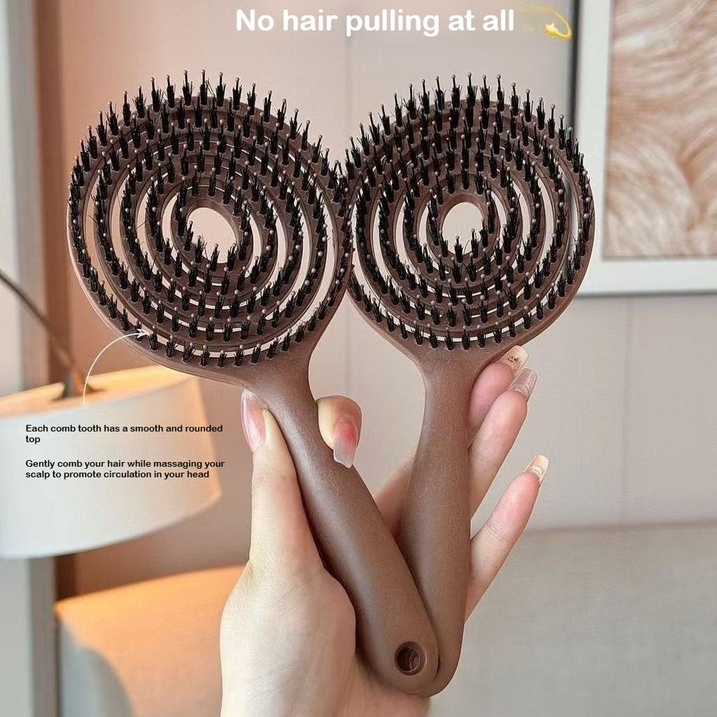 Boar Bristle Detangling Hair Brush Women Scalp Massage Comb Hollow Out Wet Curly Hair Comb Barber Hairdressing Styling Tools