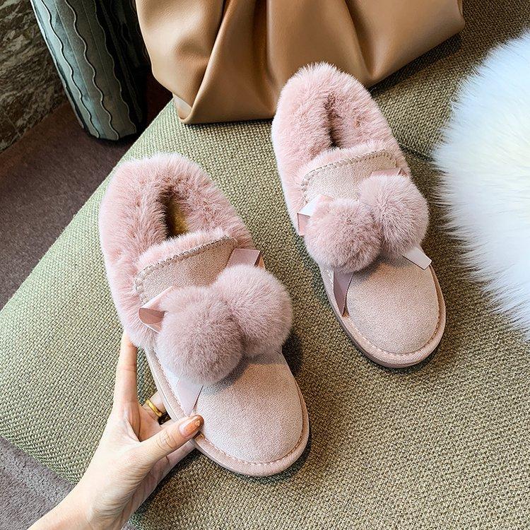 

Internet celebrity snow boots women s short tube 2025 new winter one-pedal piled thickened low-top round head short cotton shoes 40