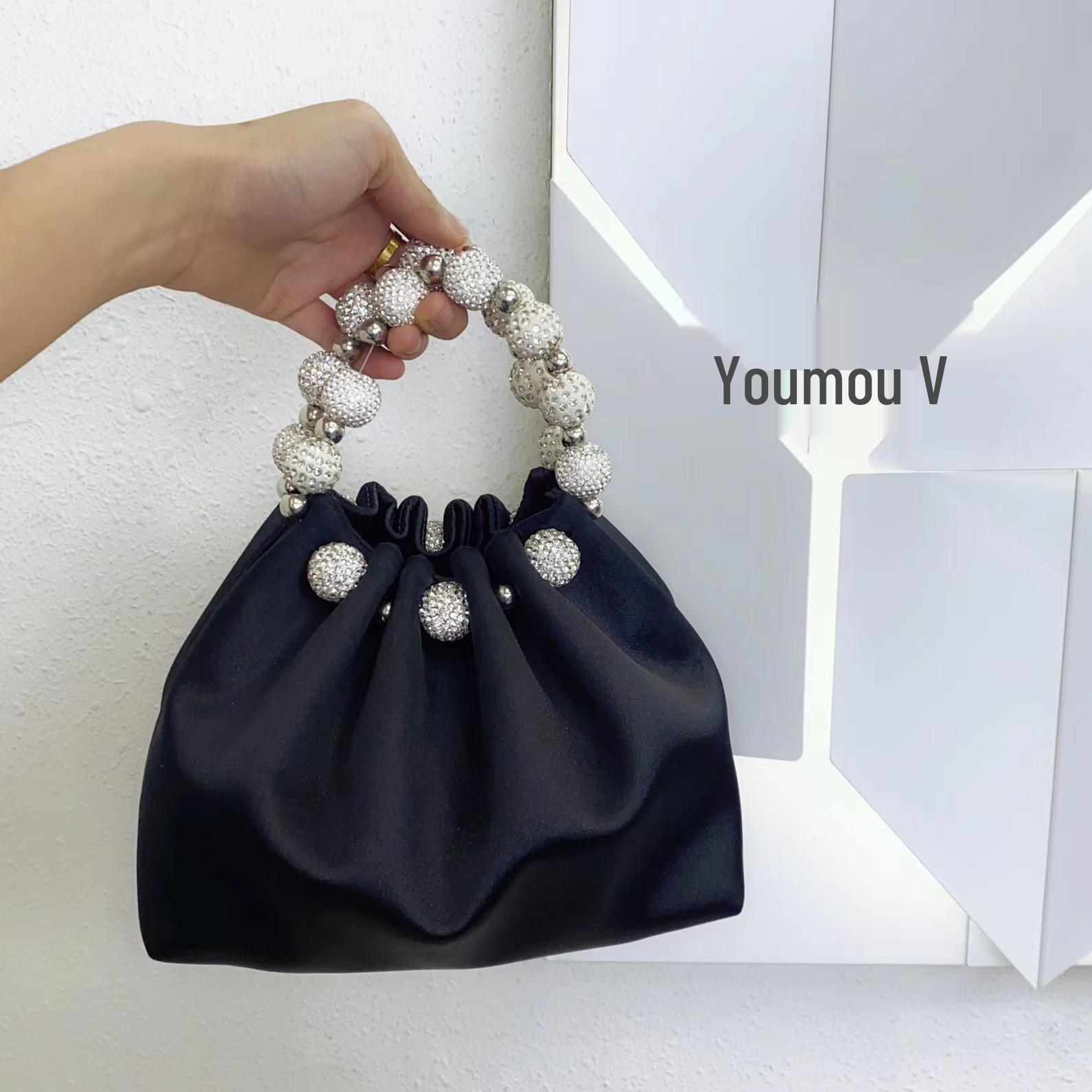 

Французская бисерная шелковая вечерняя сумочка - Простой, высококлассный дизайн чёрный