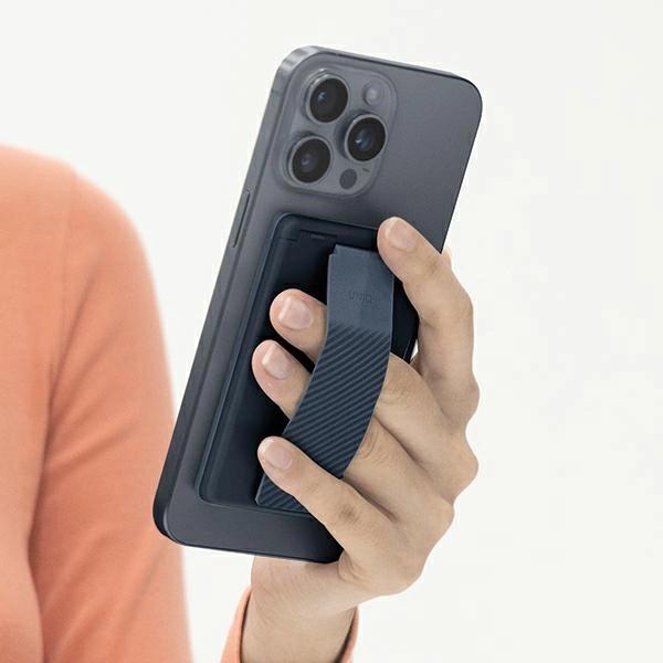 Uniq Heldro Id Magnetic Wallet With Support And Band - Navy Blue