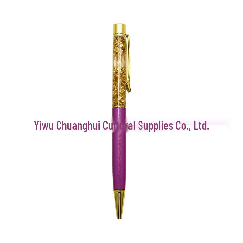 Gold Crystal Foil Metal Ballpoint Pen - Signature & Gift Pen with Laser Engraving