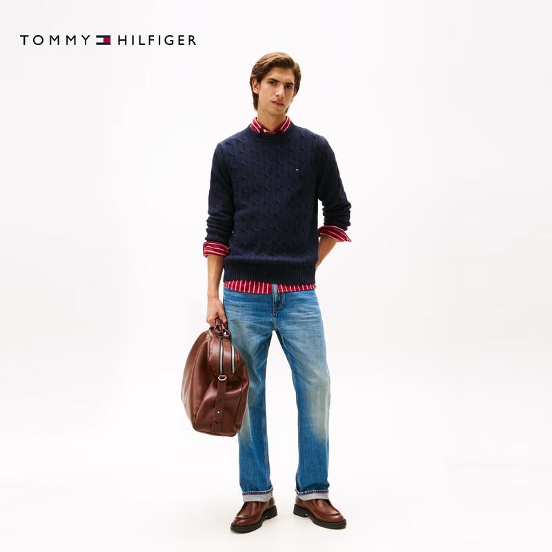 Tommy Hilfiger Men's Cable Knit Pure Cotton Round Neck Sweater