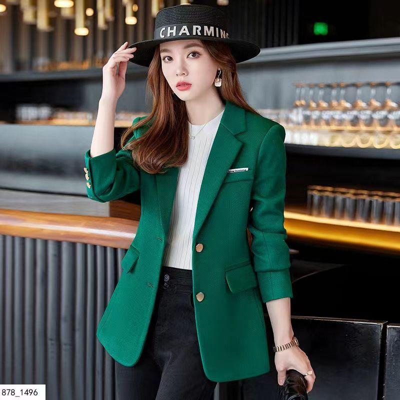 Modischer Damenblazer Damen Grün Schwarz Khaki Langarm Damen Business Arbeitskleidung Schlank Formell Jacke für Herbst Winter