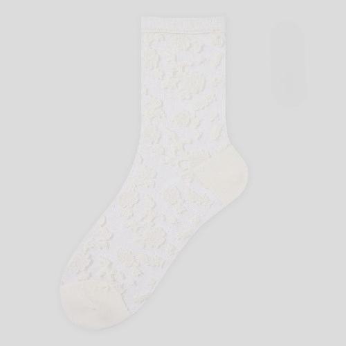 Summer New Style Thin Women's Socks Breathable Ice Silk Flower Crystal Stockings Short Sweat-absorbent Non-slip Cotton Socks Bottom Tube Socks