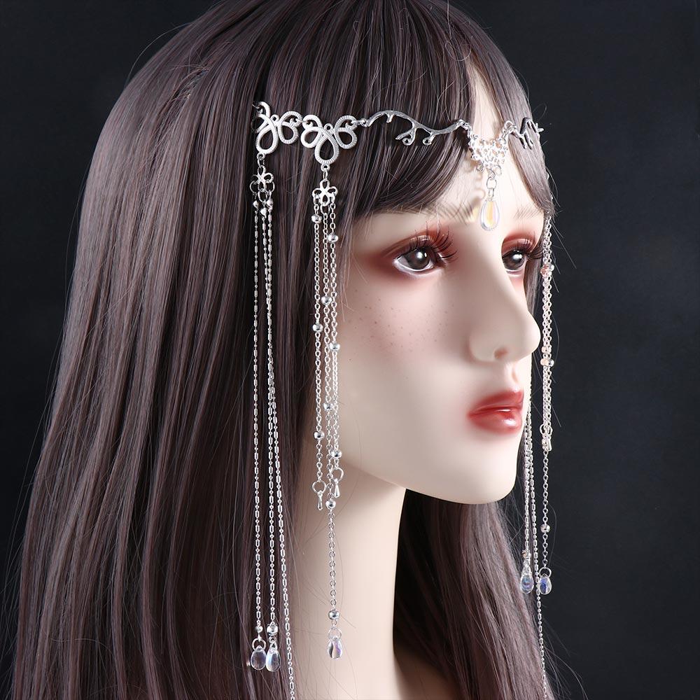 Girls Women Hollow Chinese Style Bridal Rhinestones Bead Hair Clips Tassel Hairpin Crystal Barrette