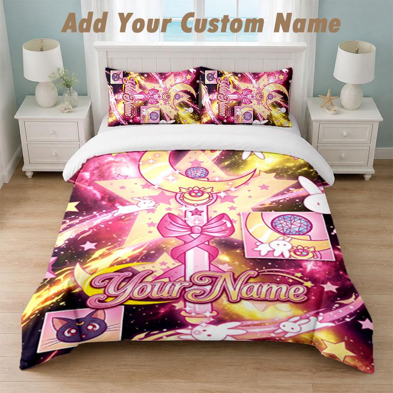 Set de așternuturi 1 Față de pilotă 2 Fețe de pernă Imprimeu Sailor Moon Lenjerie de pat moale Decor Dormitor