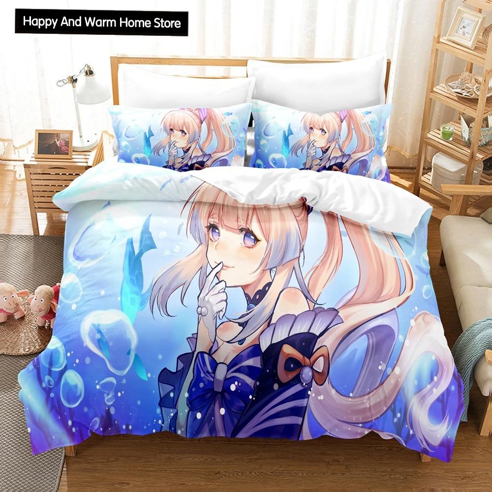 3D Print Cartoon Bedding Set Genshin Impact Game 3d Duvet Cover Set Comforter Bed Linen For Boy Decor Bedclothes