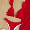 2024 European-American Bikini Three-Piece Set: Sunscreen Mesh Skirt Vacation Swimsuit