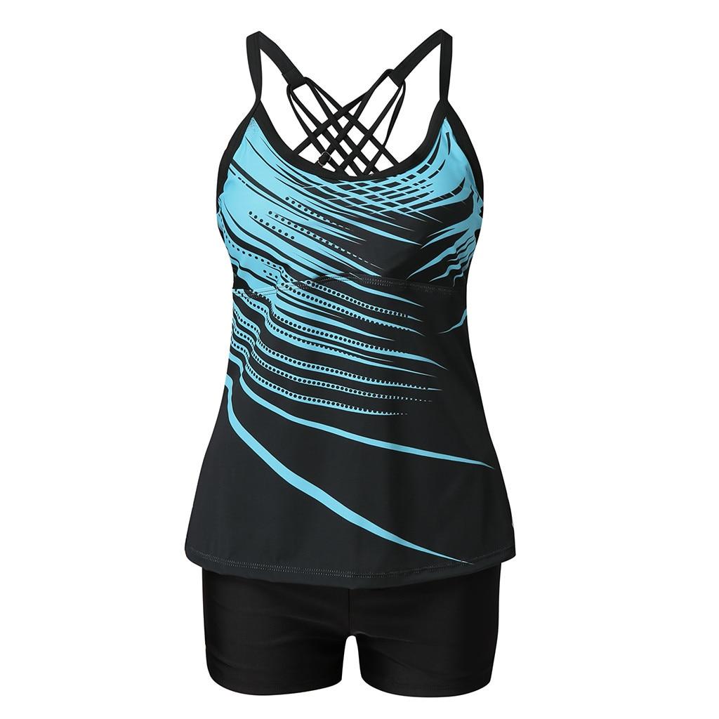 

Женский летний купальник из двух предметов, сексуальный комплект бикини с перекрестными ремешками, купальник танкини, большие размеры S-8XL 8XL синий