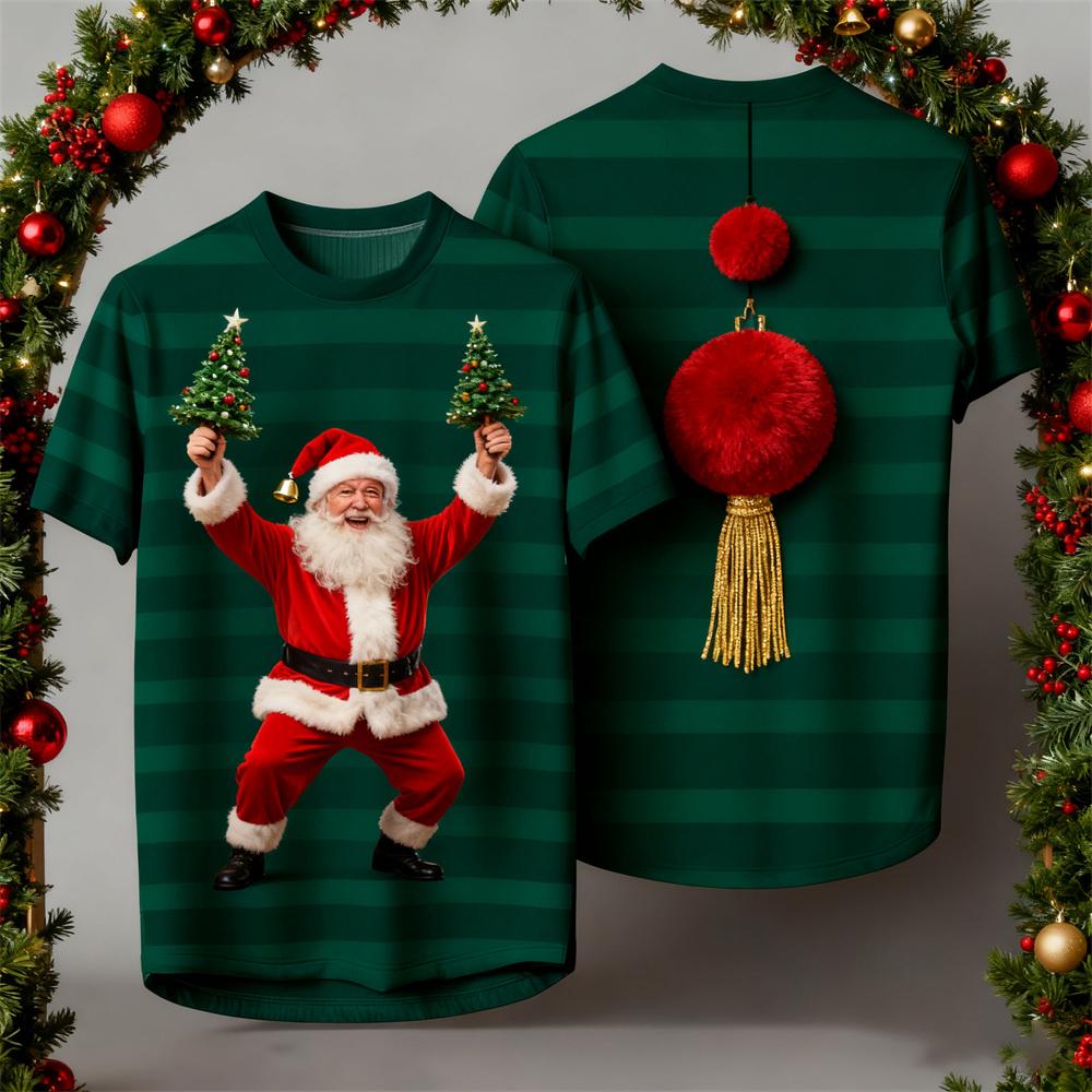 

Christmas Men s Relaxed Comfort T-Shirt 3D Santa Claus Design Stylish Outdoor Men s Crew Neck T-Shirt Loose Fit Breathable Top S