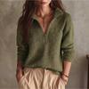 Women's Color Half Zip Long Sleeve Sweater Top Casual Knit Pullover with Collar