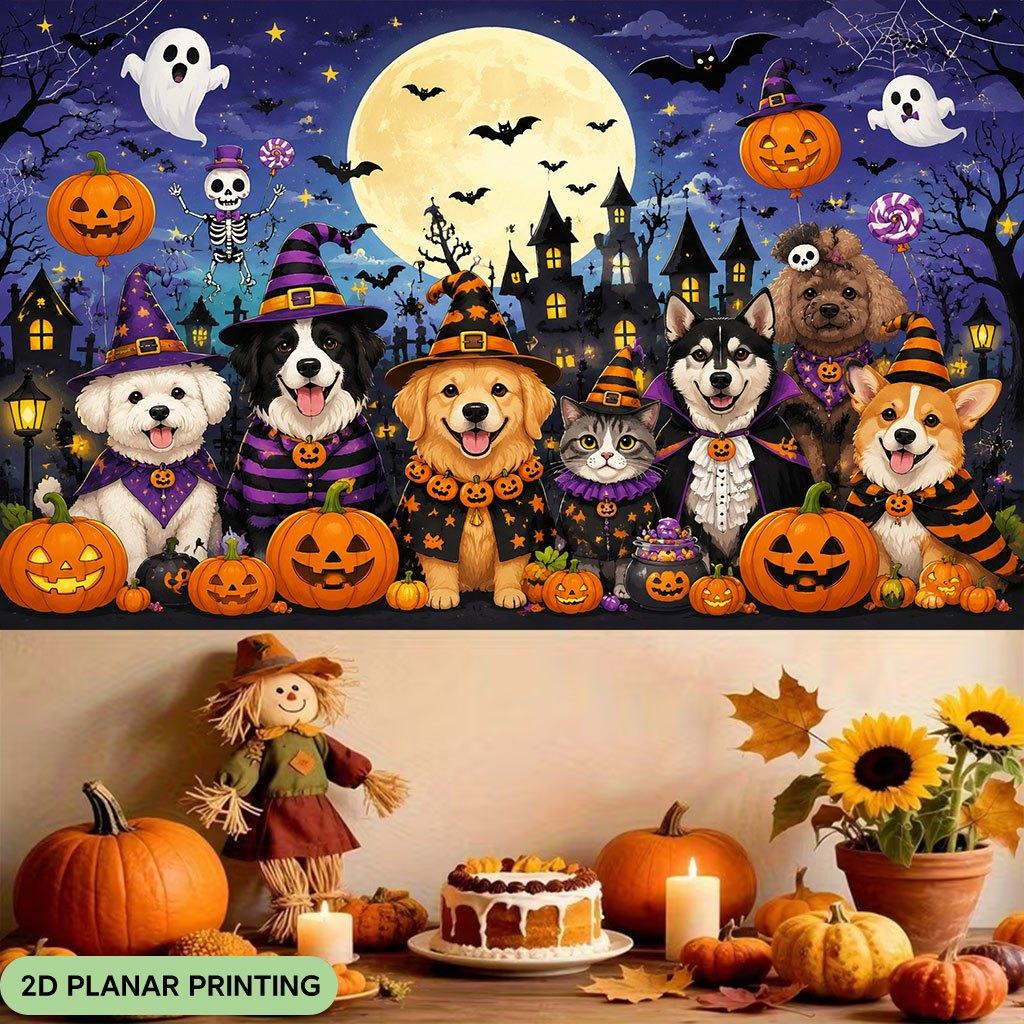 2D flat banner1 piece, Halloween party scene animal shape, suitable for Halloween and Christmas decoration
