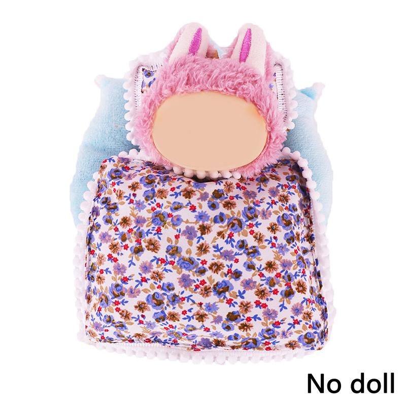 Yatak Takımı 3 Parça Set Yastık+Yastık+Battaniye 17Cm Vinil Labubu Bebek için Uyku Tulumu Bebekler Hariç Bebek Aksesuarları