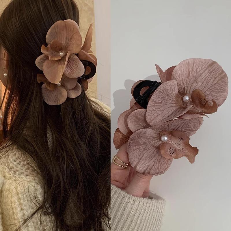 Сладкая Розовая Цветок Бабочка Орхидея Зажим для Волос Настоящий Головной Убор Боковой Заколка Аксессуар