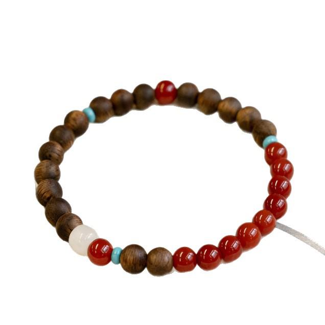 2026 Year of the Horse Agate, Agarwood, Turquoise & Chalcedony Chinese Style Bracelet