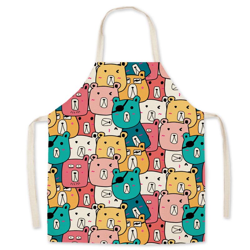 Cartoon Print Oil-Proof Parent-Child Kitchen Apron, Sleeveless Neck-Hanging Style