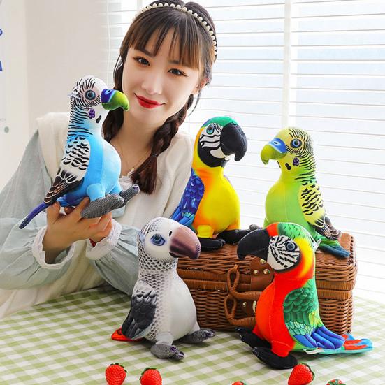 Parrot Plush Toy Realistic Colorful Bird Plushie Educational Stuffed Doll Home Office Bedroom Decoration Kids Adults Christmas Gift