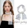1pcs Cute Sweet Flower Lace Neck Strap Dressing Decoration Korean Style Hair Band Neckerchief Transparent Long Ribbon Head Scarf