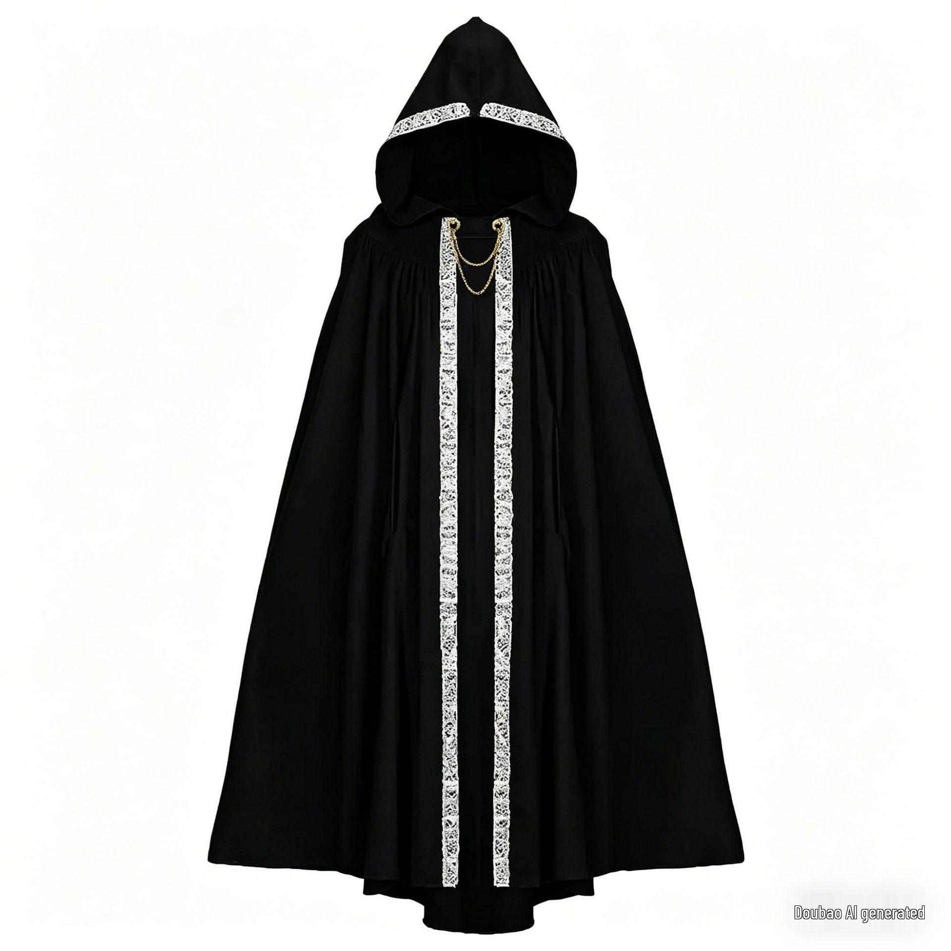 

Medieval Hooded Satin Cloak - Multi-color Cosplay & Halloween Costume Cape One Size