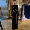 2025 Elegant Long Sleeve Beaded Rhinestone Gown