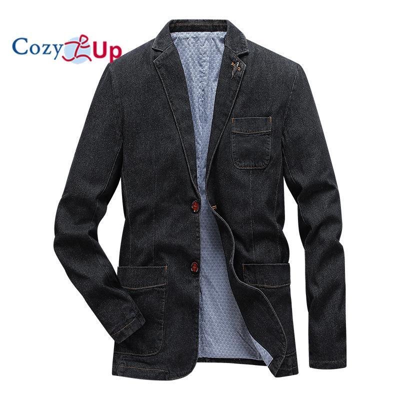 

Мужской классический джинсовый пиджак Cozy Up с зубчатым воротником и 2 пуговицами M чёрный