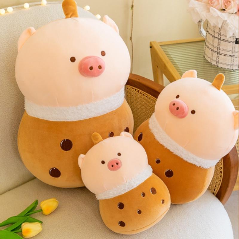 Big Brown Plush Pig Doll Toy For Kids, Creative Gift Idea With Pp Cotton Material