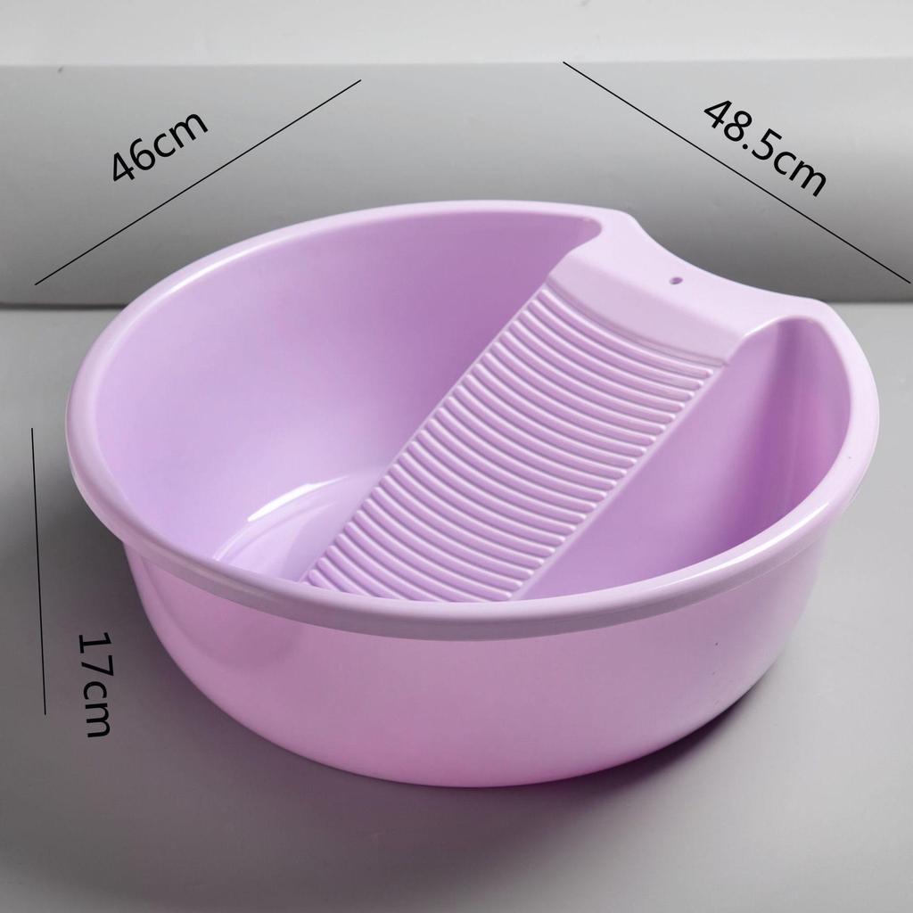 Thickened Plastic Washbasin with Washboard for Laundry and Baby Clothes