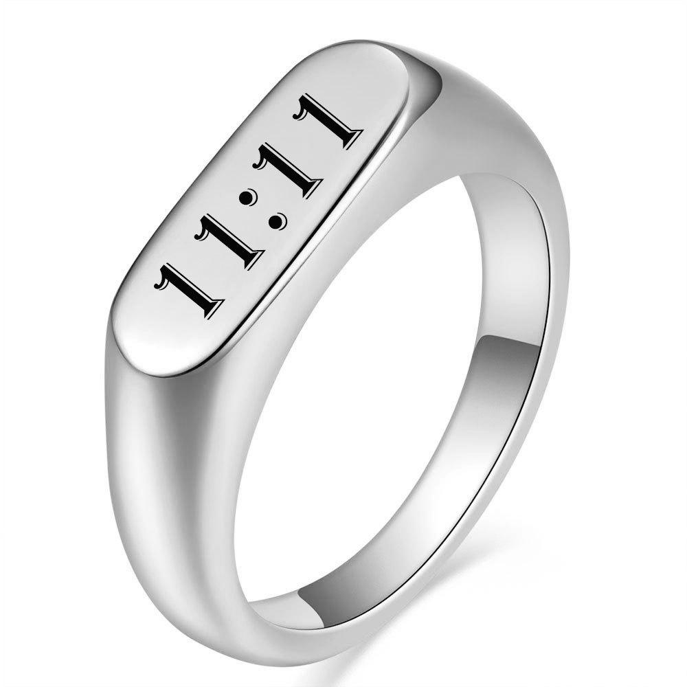 18K Gold Oval 15MM Laser Engraved Stainless Steel Ring with Smooth Surface Size 7