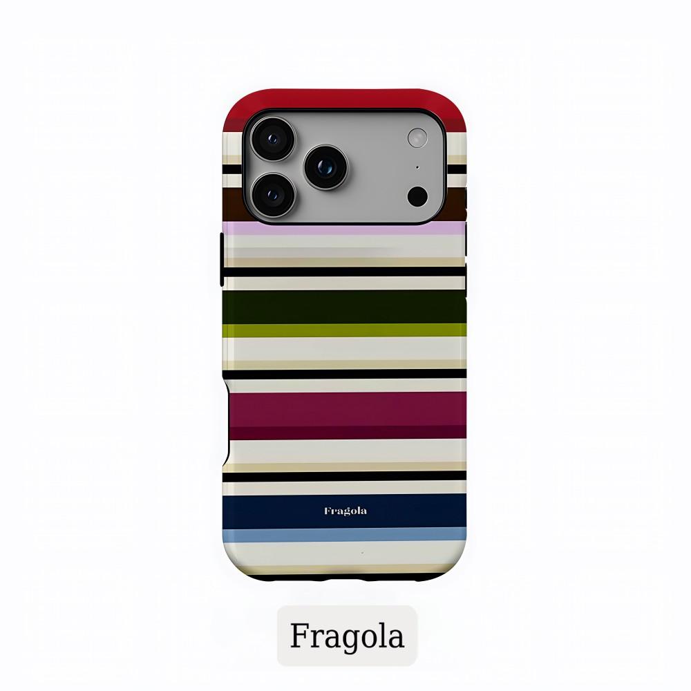 Gestreifte Handyhülle für iPhone 17 16 15 14 13 12 11 Air Pro Max Plus Luxus Clmj Fragola Bunte Streifen Doppellagige Rückabdeckung