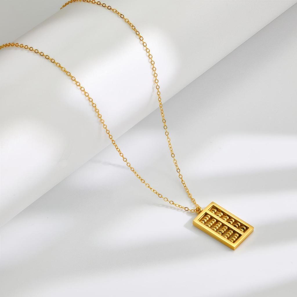 Destiny Lucky Small Round Bead Abacus Titanium Steel Necklace Three Colors Do Not Fade Temperament Versatile Collarbone Chain Women