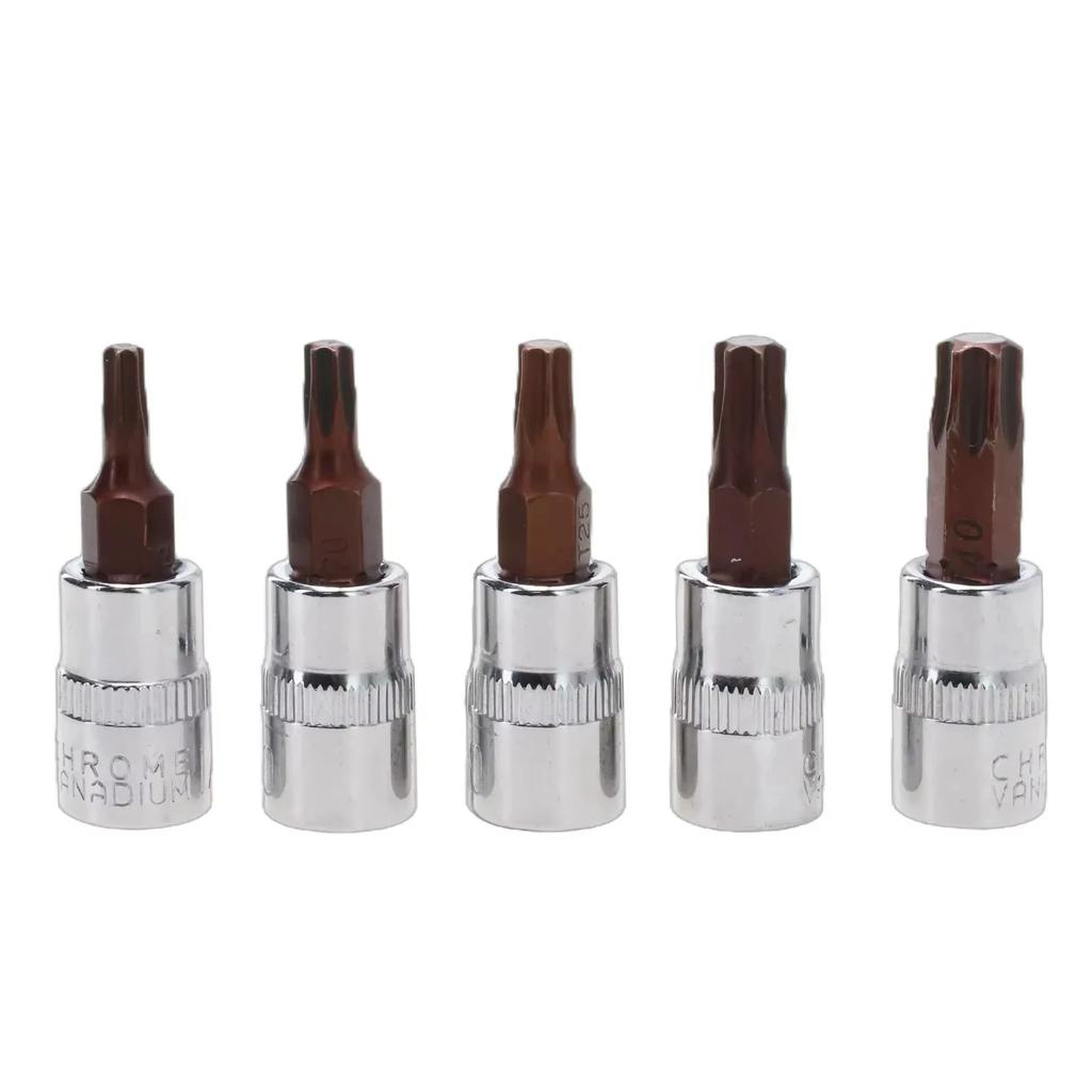 5-Piece Torx Screwdriver Bit Set - T15/T20/T25/T30/T40 1/4" Hex Shank for Socket Wrench & Hand Tool Adapter, Professional Grade