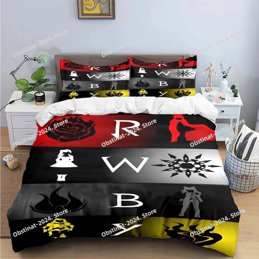 3D Fashion Cartoon R-RWBY Bedding Set Printed Bed Set With Pillowcase Bed Duvet Cover Soft Single Double Queen Super King Size