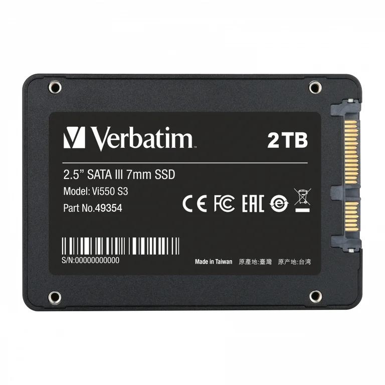 Dysk SSD wewnętrzny Verbatim Vi550 S3 2TB 2,5" SATA III czarny