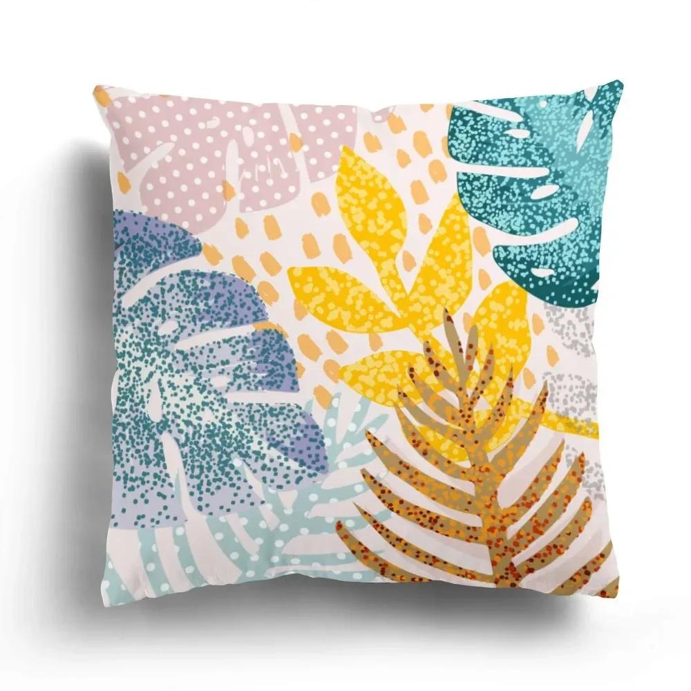 Office Sofa Car Cushion Cover Luxury Home Decoration Pillow Cover Creative Leaves Tropical Plant Pattern