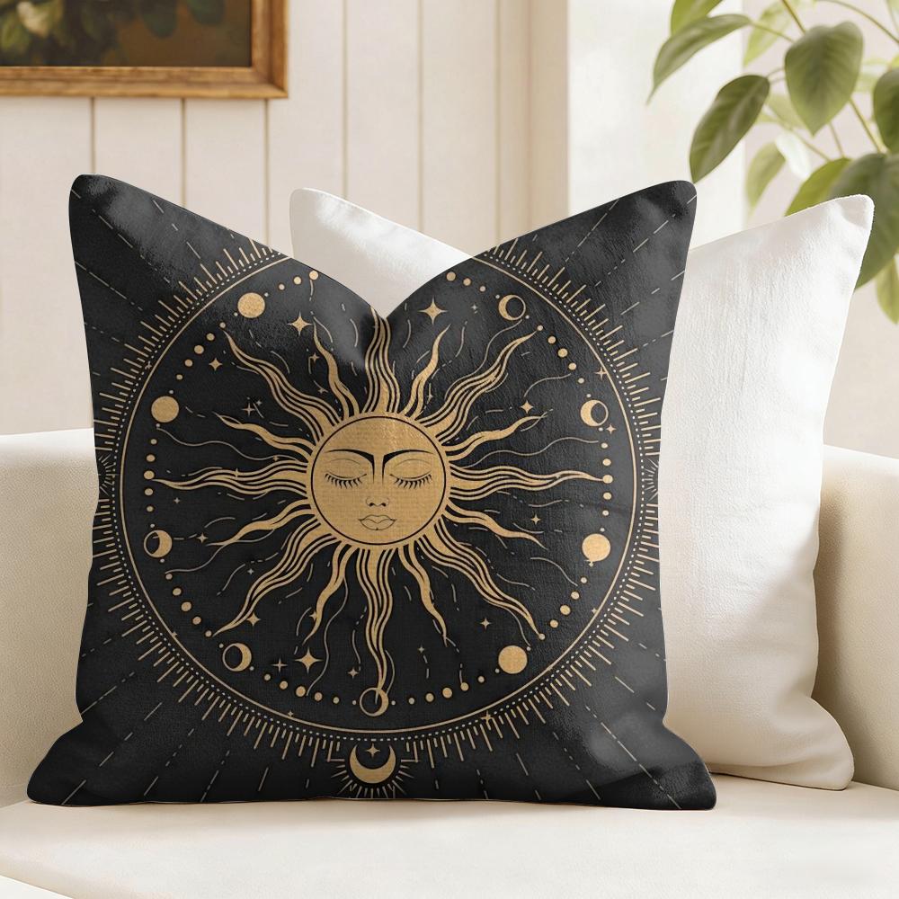 Tarot Sun and Moon Cushion Cover Summer Linen Pillow Case Organic Fabric Cushion Cover DoubleSided Print Sofa Home Decor