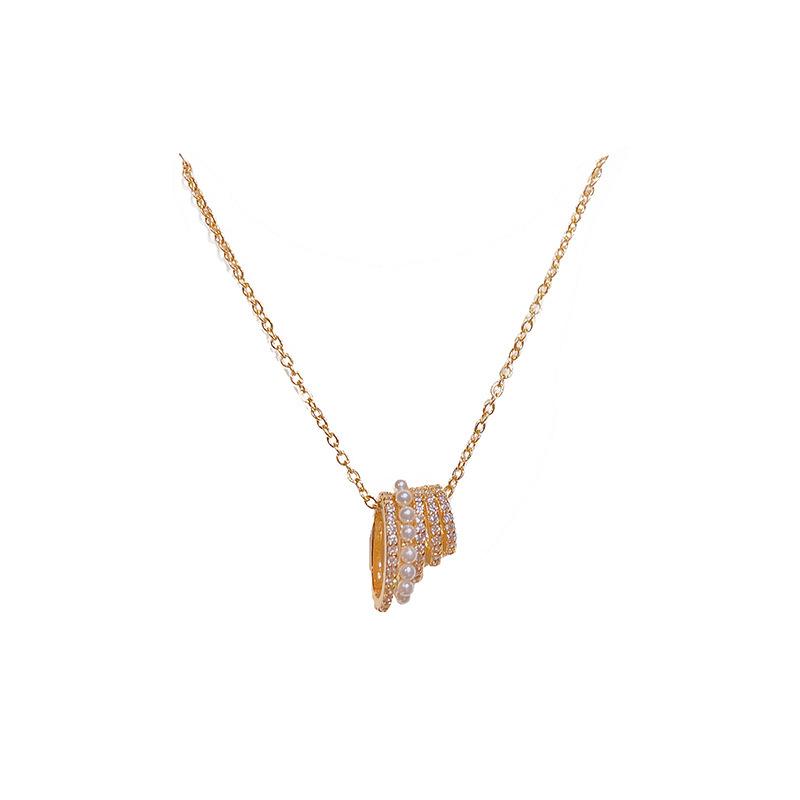 French Light Luxury Gold-Plated Zirconia Luck Pendant Necklace, Cool Style, Color-Preserving Simple Collarbone Chain