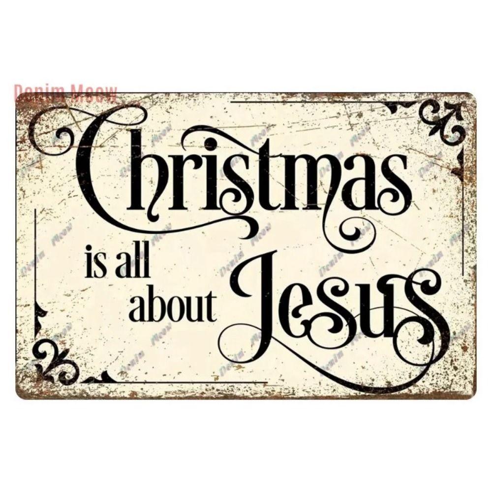 Vintage Christmas Metal Tin Sign Home Festive Wall Decor
