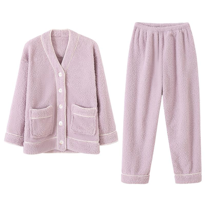 Pajamas Women'S Winter Coral Fleece Thickened Fleece Warm Autumn And Winter Flannel Winter Large Size Loungewear