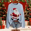 Women's Fashion Christmas Print Pullover Long-Sleeve  Neck Knit Sweater Top