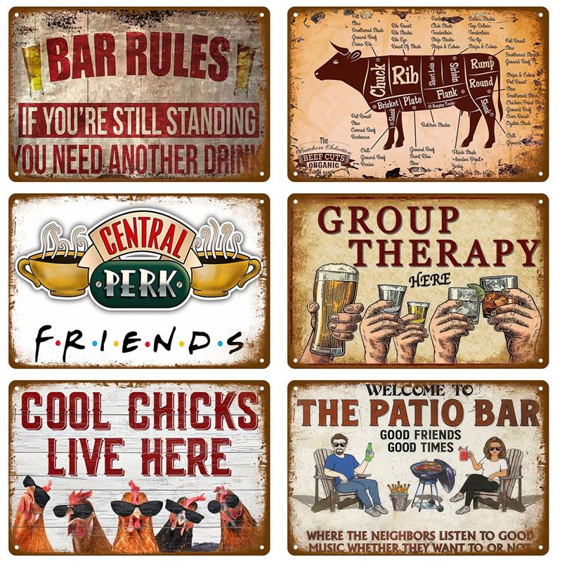 Vintage Bar Kovové Značky Koupelna Dům Obývací Pokoj Domov Retro Nástěnné Dekorace Předměty Luxusní Dekor Interiérové Umění Plakáty Plechové Značky