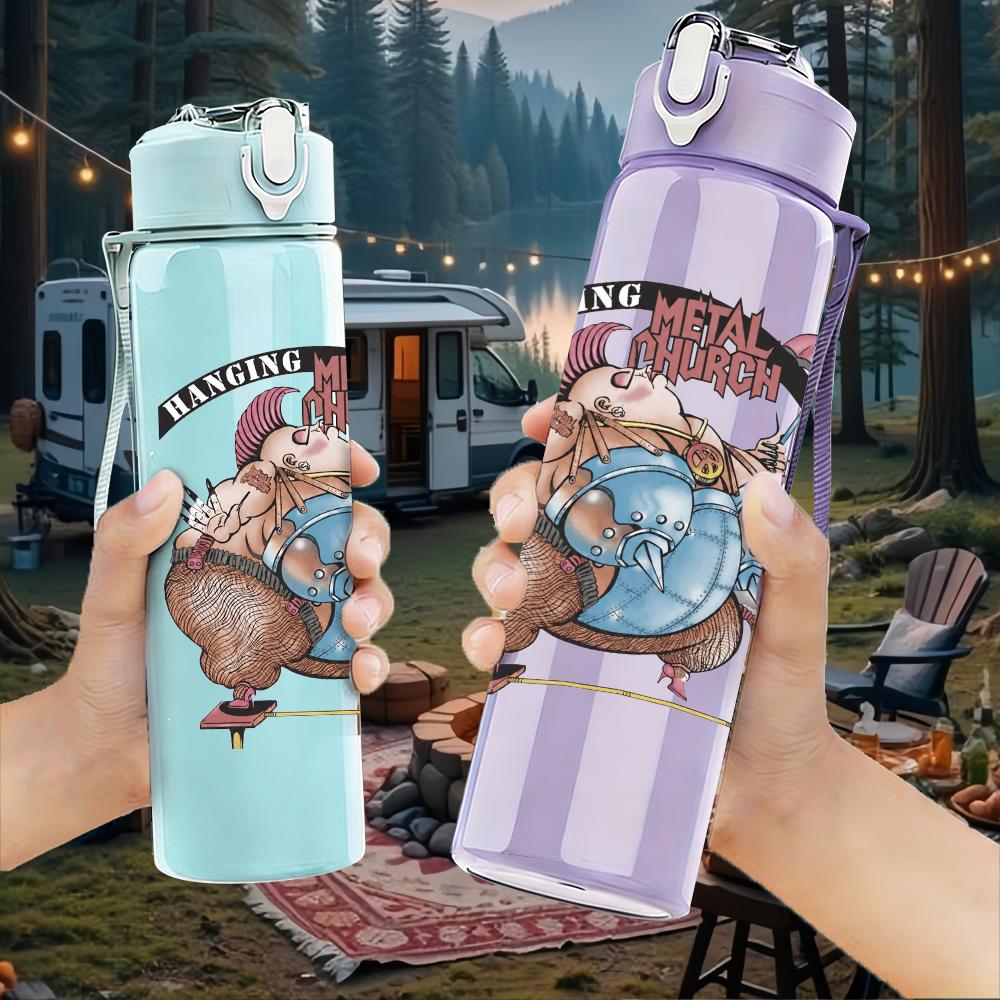 1PC Retro Tiger Head Wild Animal Round Print 750ml Portable Sports Water Bottle Leakproof Gym Outdoor Travel Drink Cup