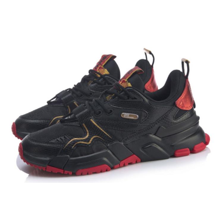 New LINING 001 Casual Shoes Men Low Top Black Red AGCQ103-1