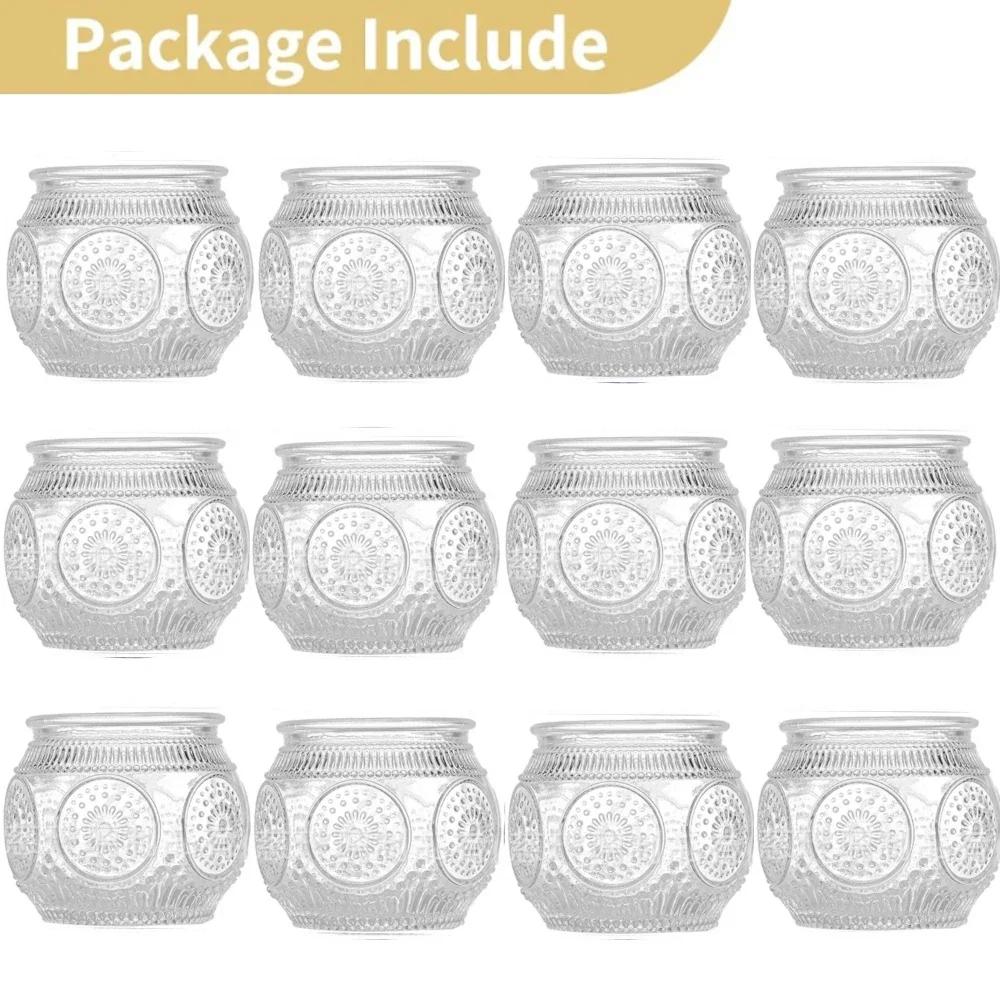 6/12Pcs Votive Glass Candle Holders Wedding Centerpieces Table Decoration LED Candle Tea Light Candlestick for Party Decorations