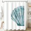 Watercolor Shell Bath Curtain Blue Green Decorative Shower Curtain for Bathroom Home Decoration Extra Long Size 72x84 Inches